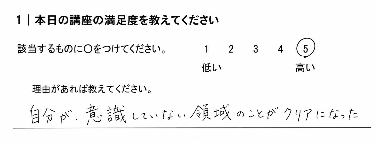 本日の講座の満足度